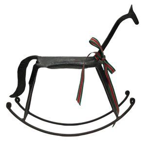 Vintage Primitive Folk Art Metal Rocking Horse Sculpture Figure Hand Wrought Bru